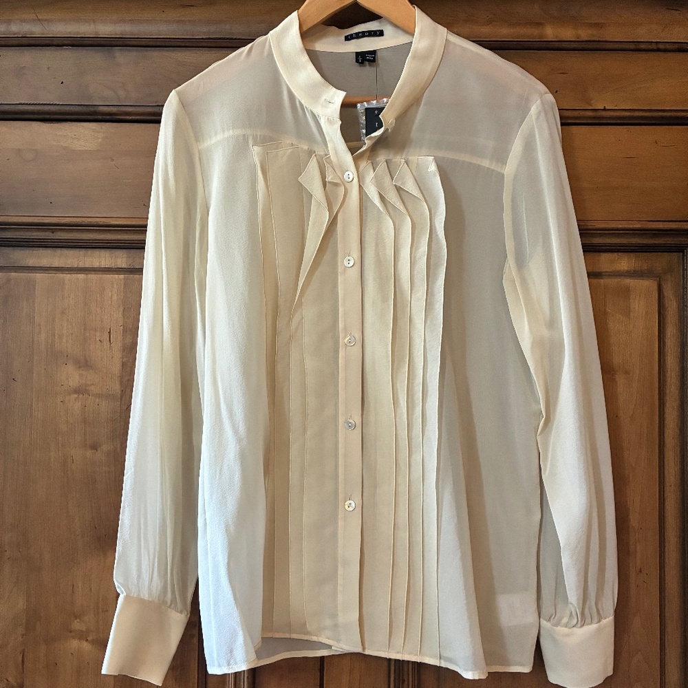 Theory Sheer Button Down Blouse